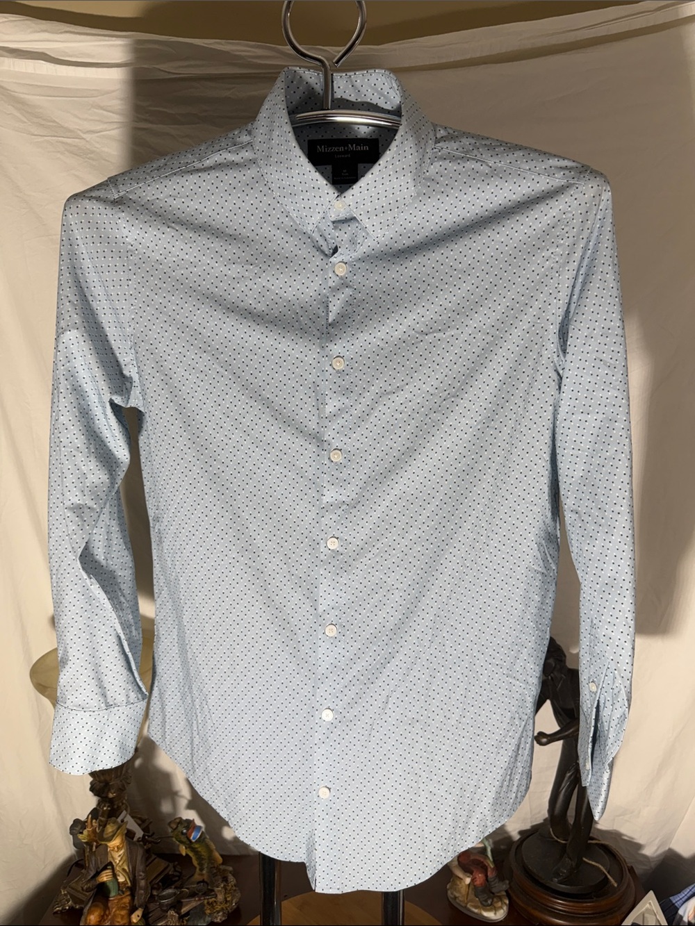 Mizzen+Main Pale Blue Microdot Long-Sleeve Dress Shirt